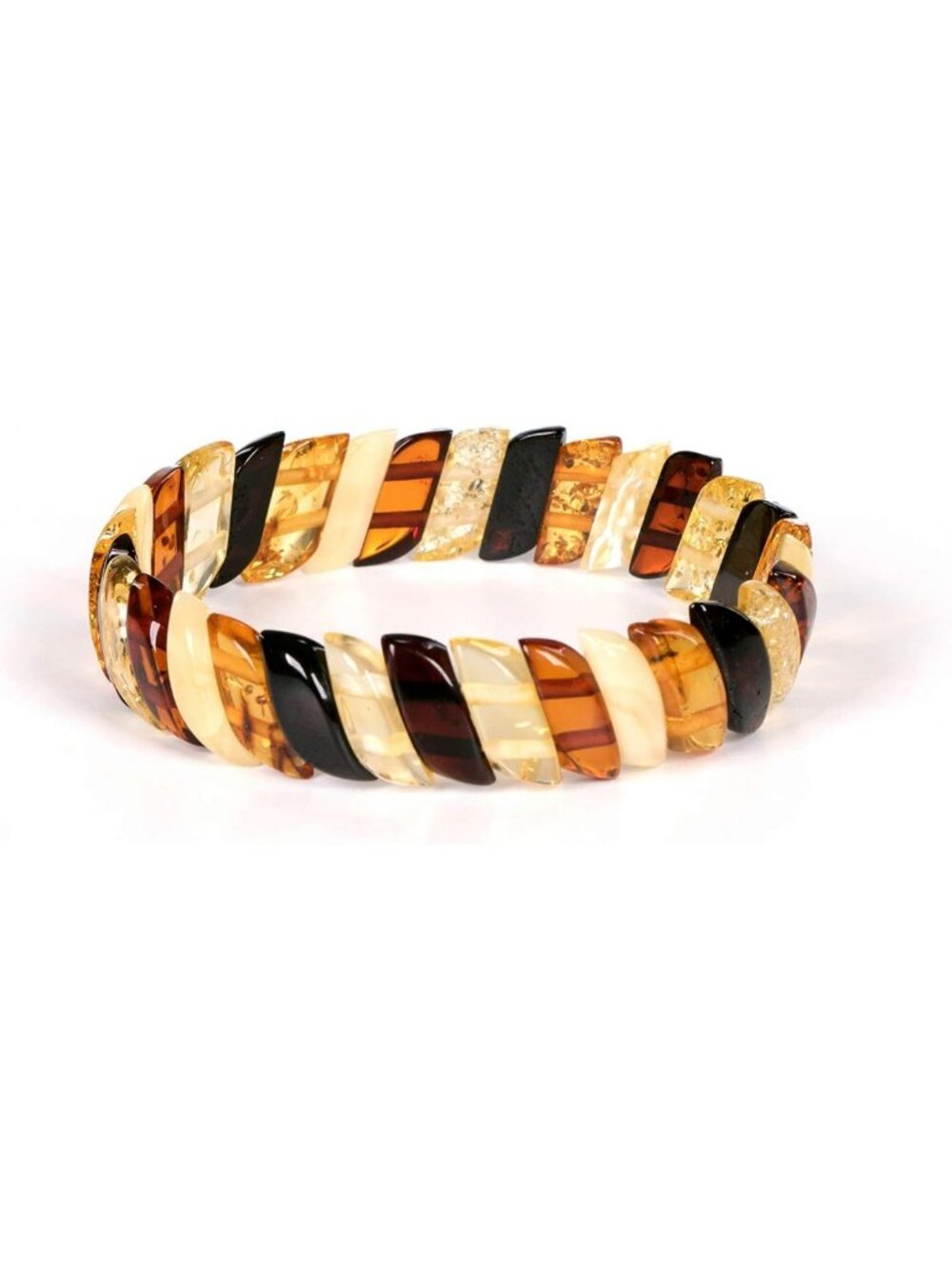 Genuine Baltic Amber Stretch Bracelet - Handmade Multi-Colored Beads, Elegant